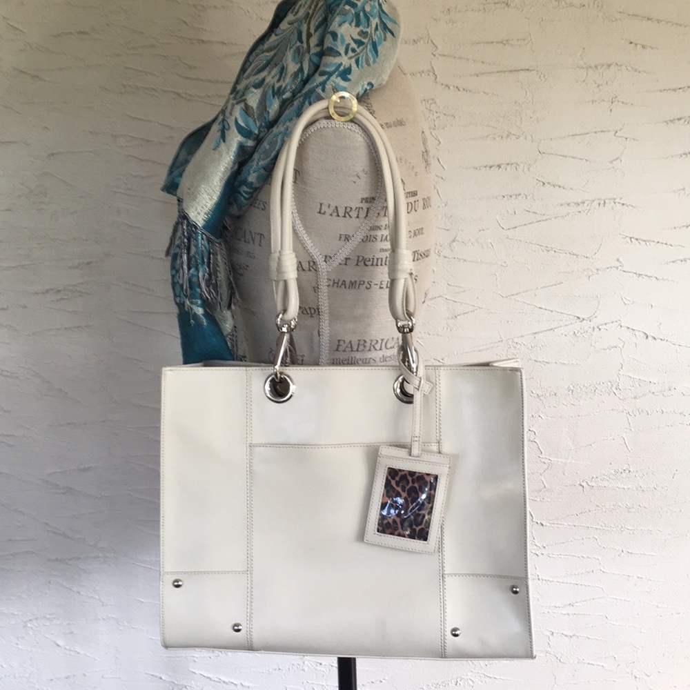 🔥Wilsons Leather winter white lthr satchel/tote